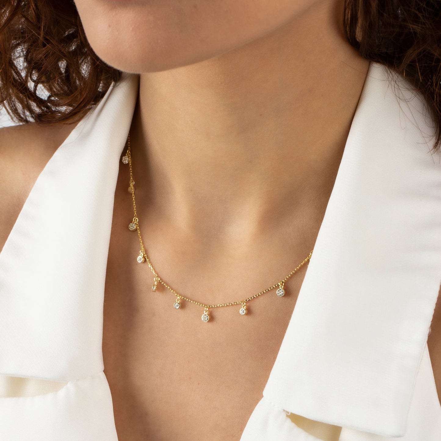 Dangling CZ Diamonds Necklace