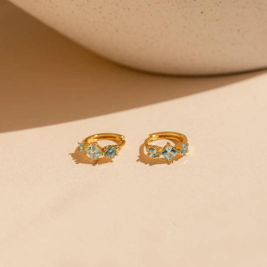 Aquamarine Huggie Hoops