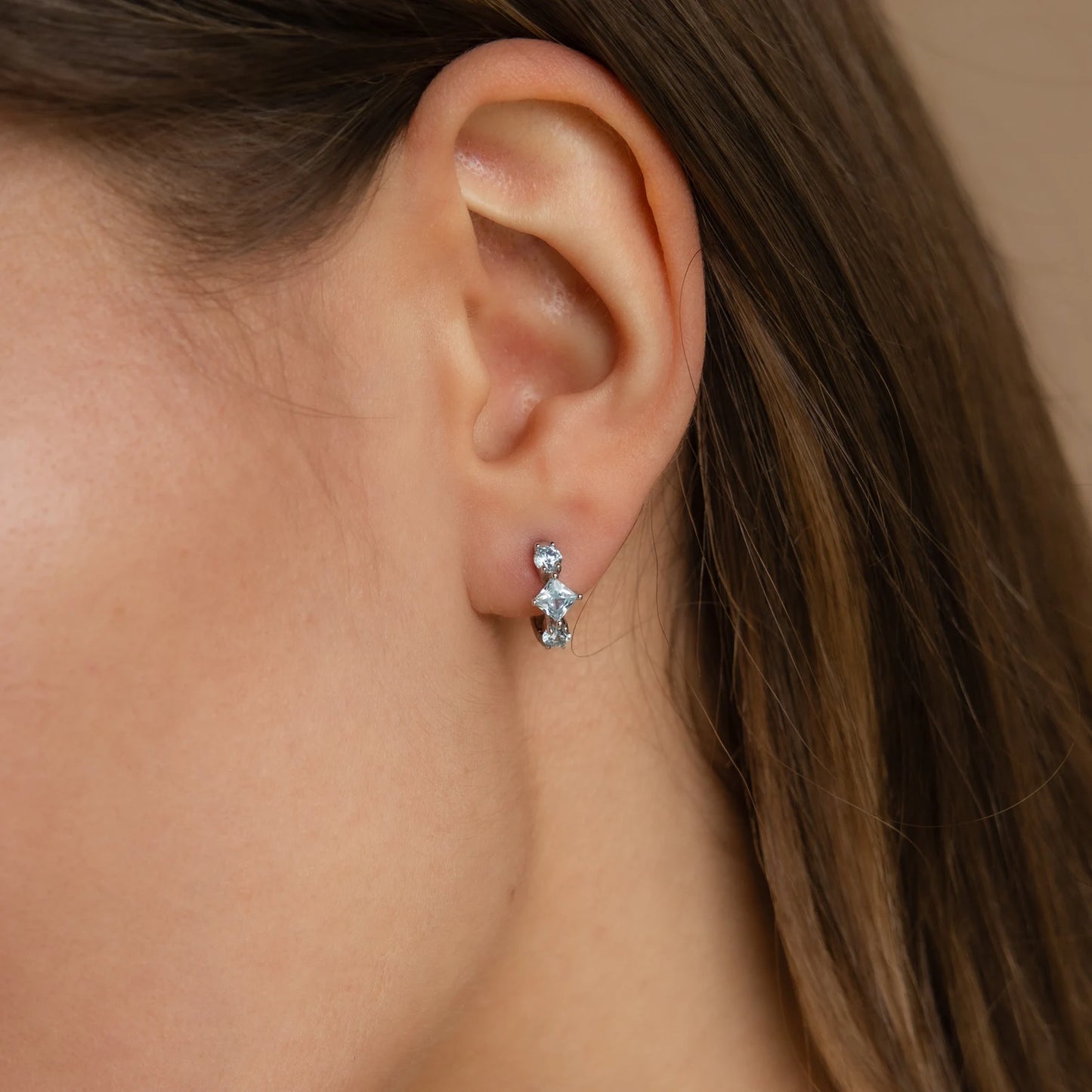 Aquamarine Huggie Hoops