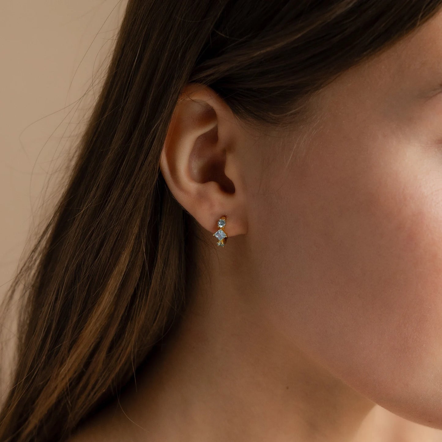 Aquamarine Huggie Hoops