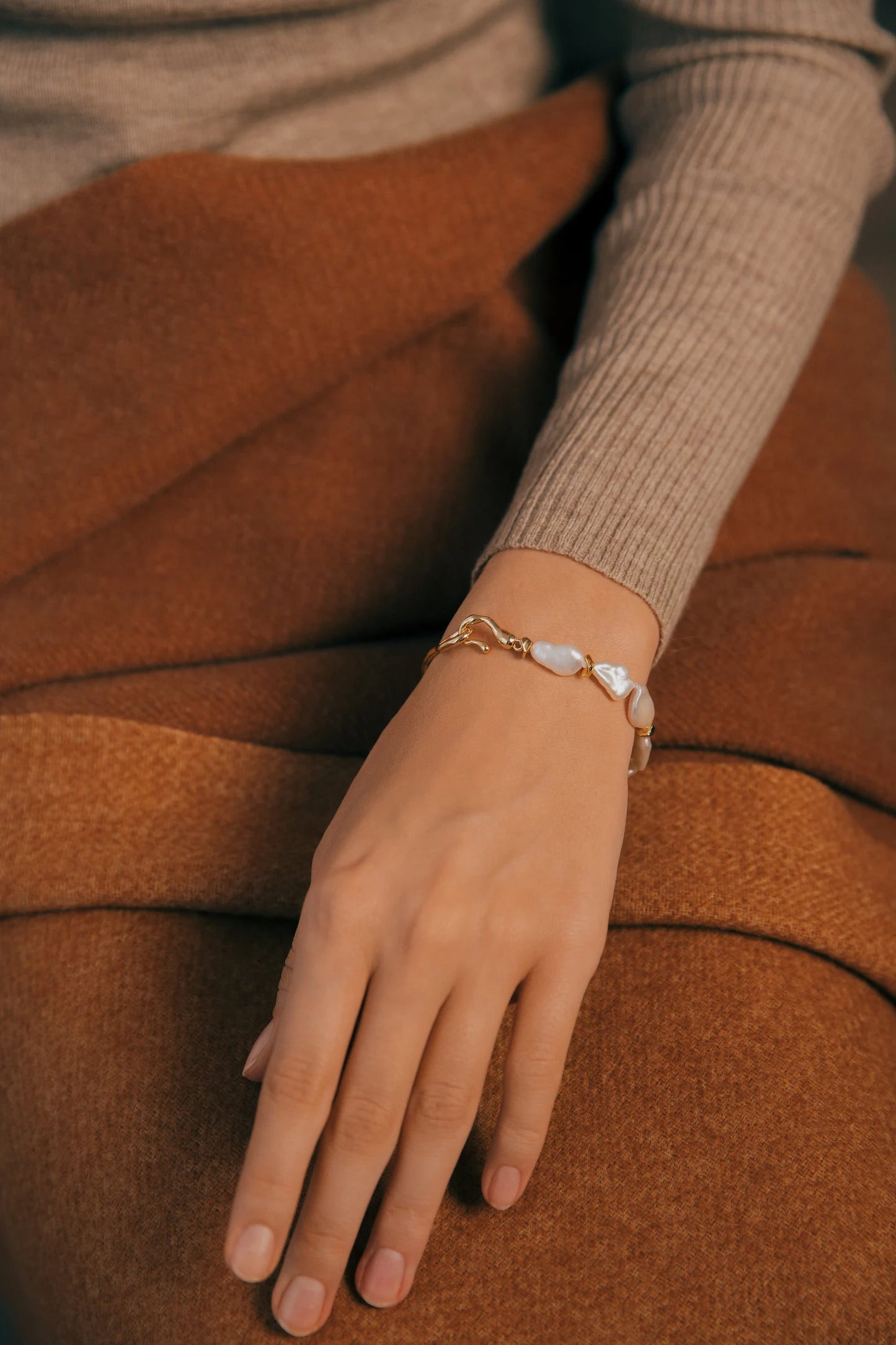 Plated Keshi Pearl Bangle