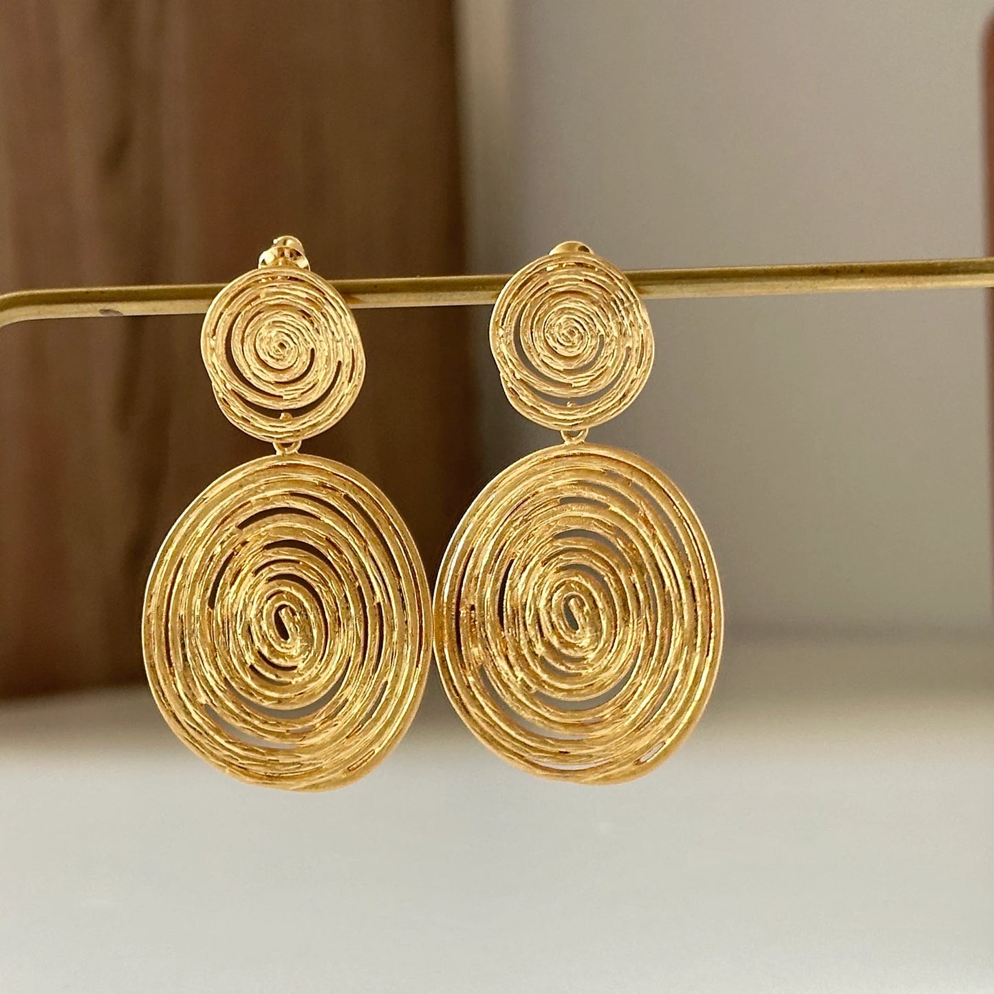 Spiraling Circle Dangle Earrings