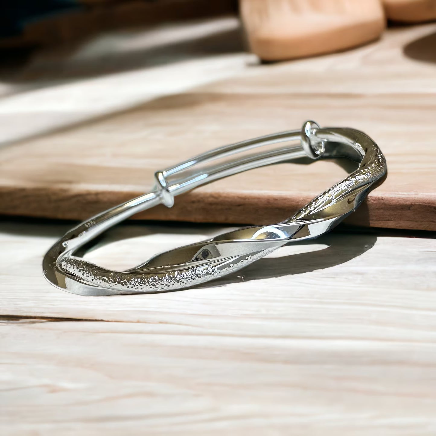 Sterling Silver Twisted Silver Bangle