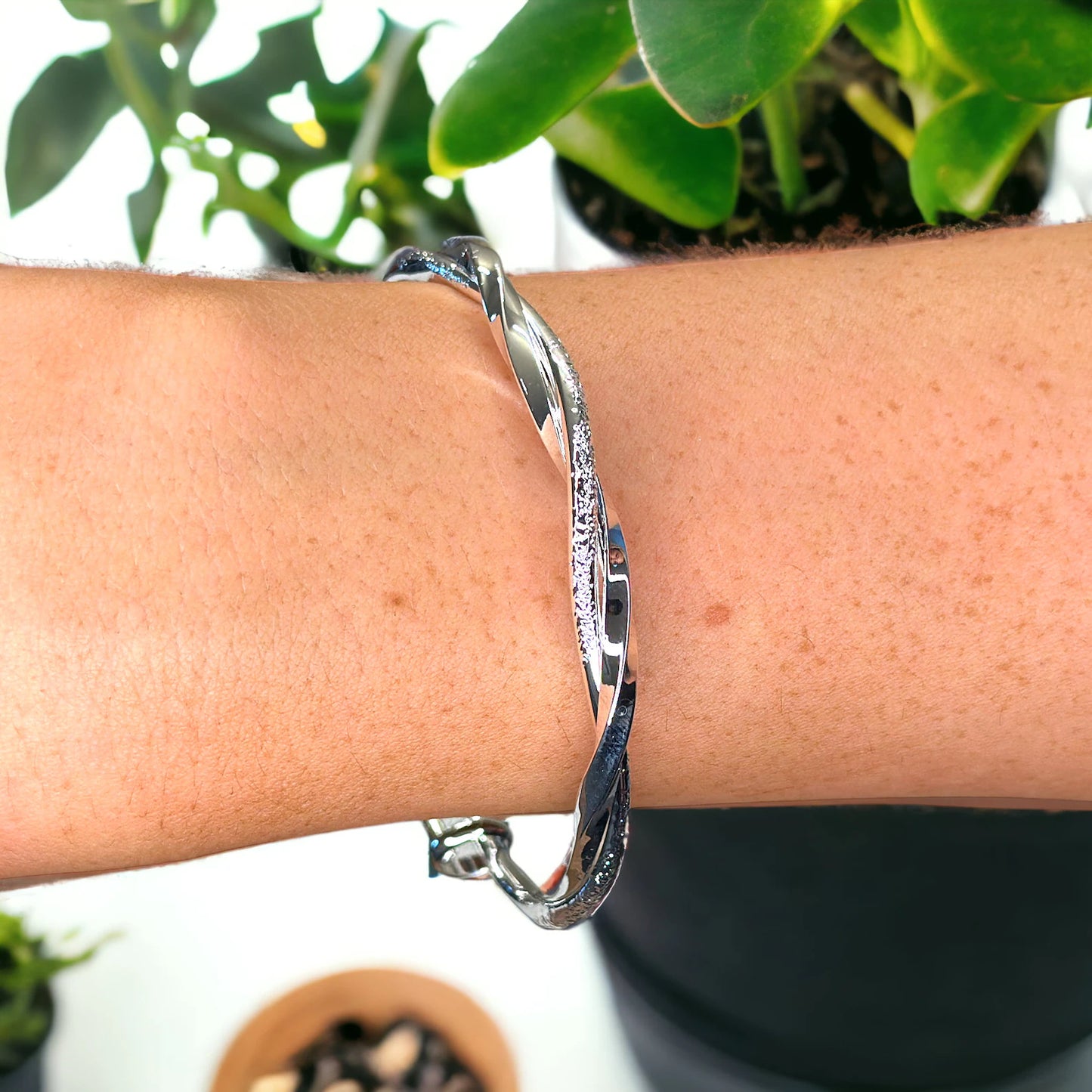 Sterling Silver Twisted Silver Bangle