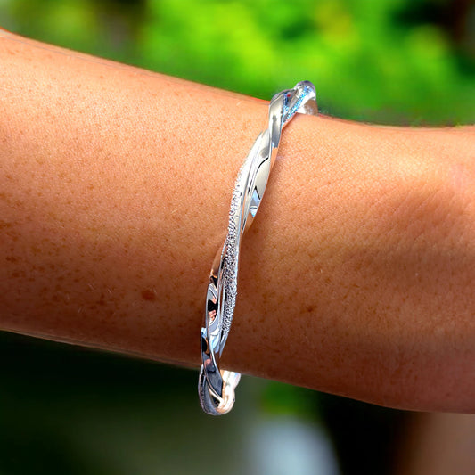 Sterling Silver Twisted Silver Bangle