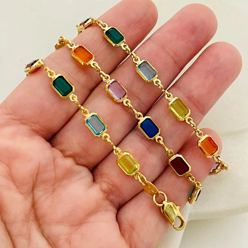 Colorful Baguette Crystal Necklace