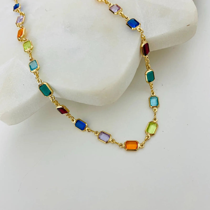 Colorful Baguette Crystal Necklace