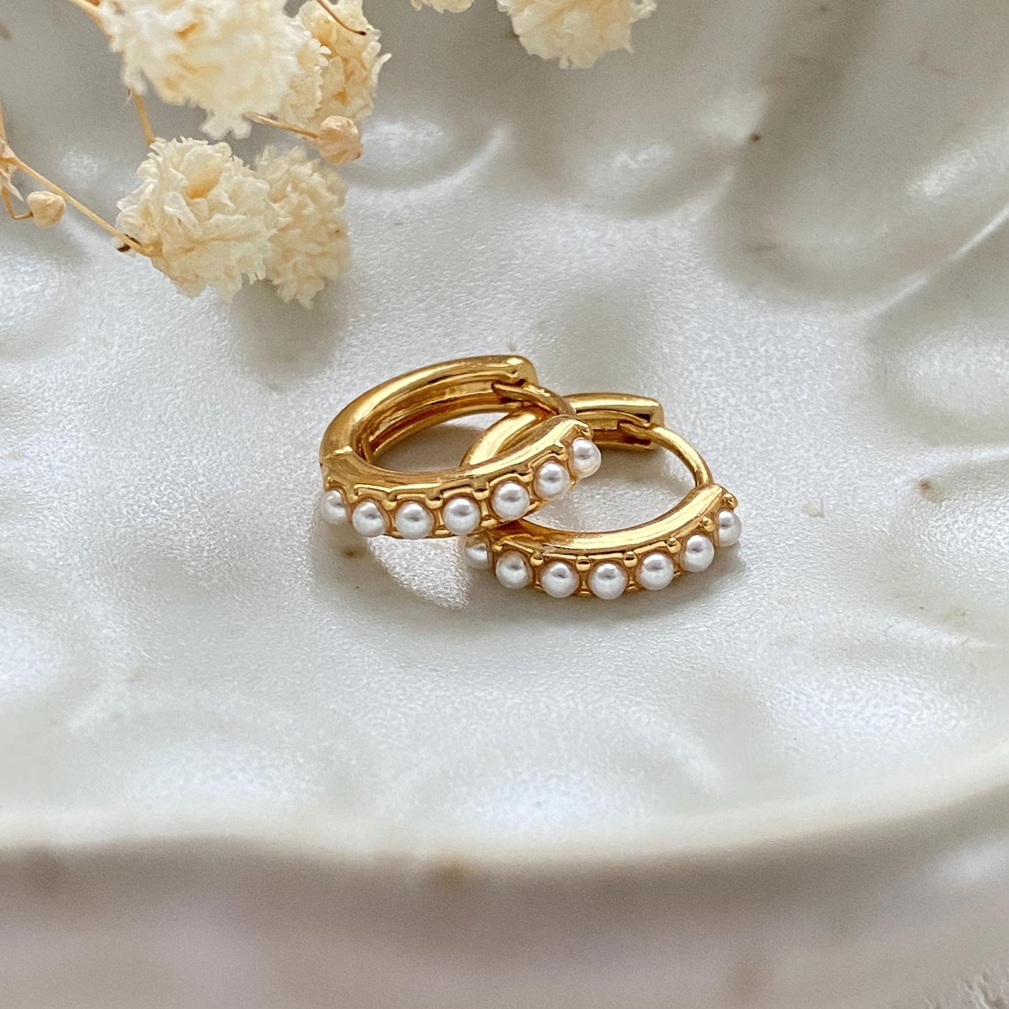 Minimalist Pearl Huggie Earrings