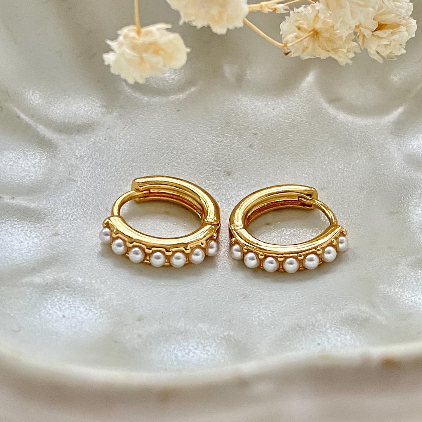 Minimalist Pearl Huggie Earrings
