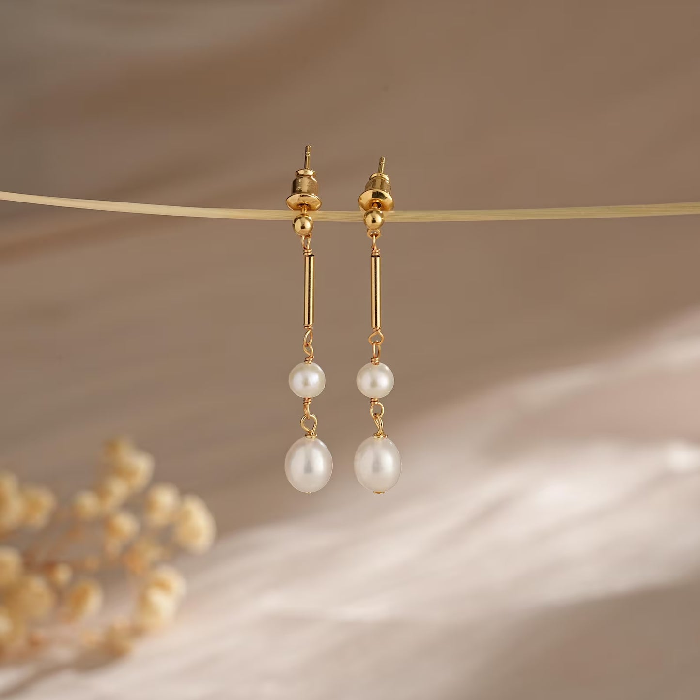 Dainty Freshwater Pearl Drop Earrings