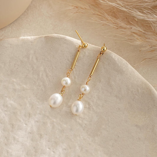 Dainty Freshwater Pearl Drop Earrings