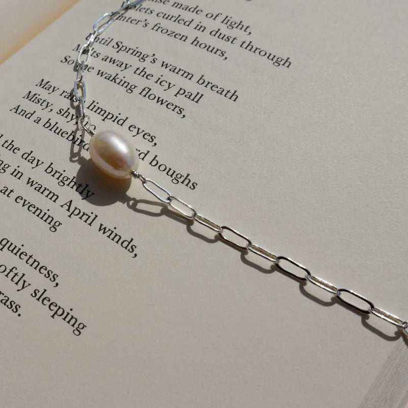 Freshwater Pearl Paperclip Chain Necklace