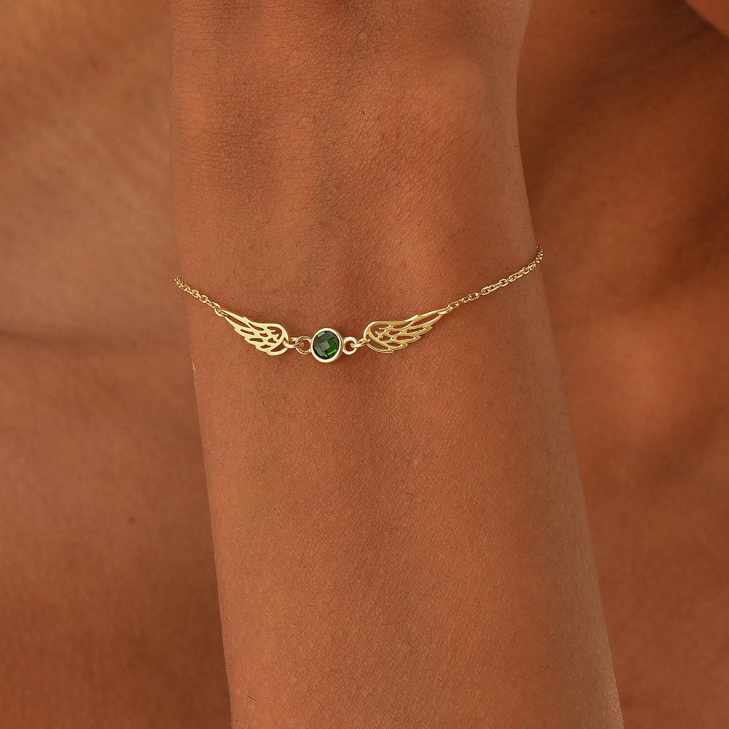 Birthstone Angel Wings Bracelet