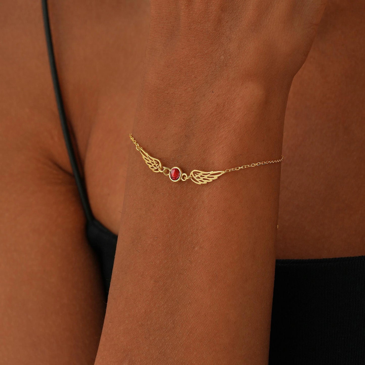 Birthstone Angel Wings Bracelet