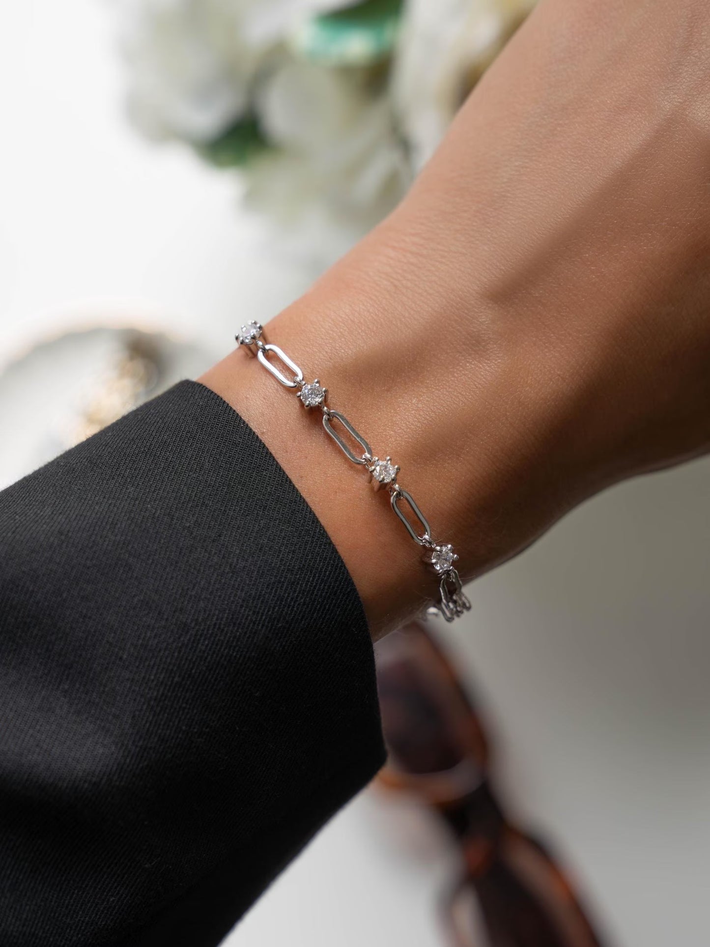 Paperclip & Diamond Bracelet