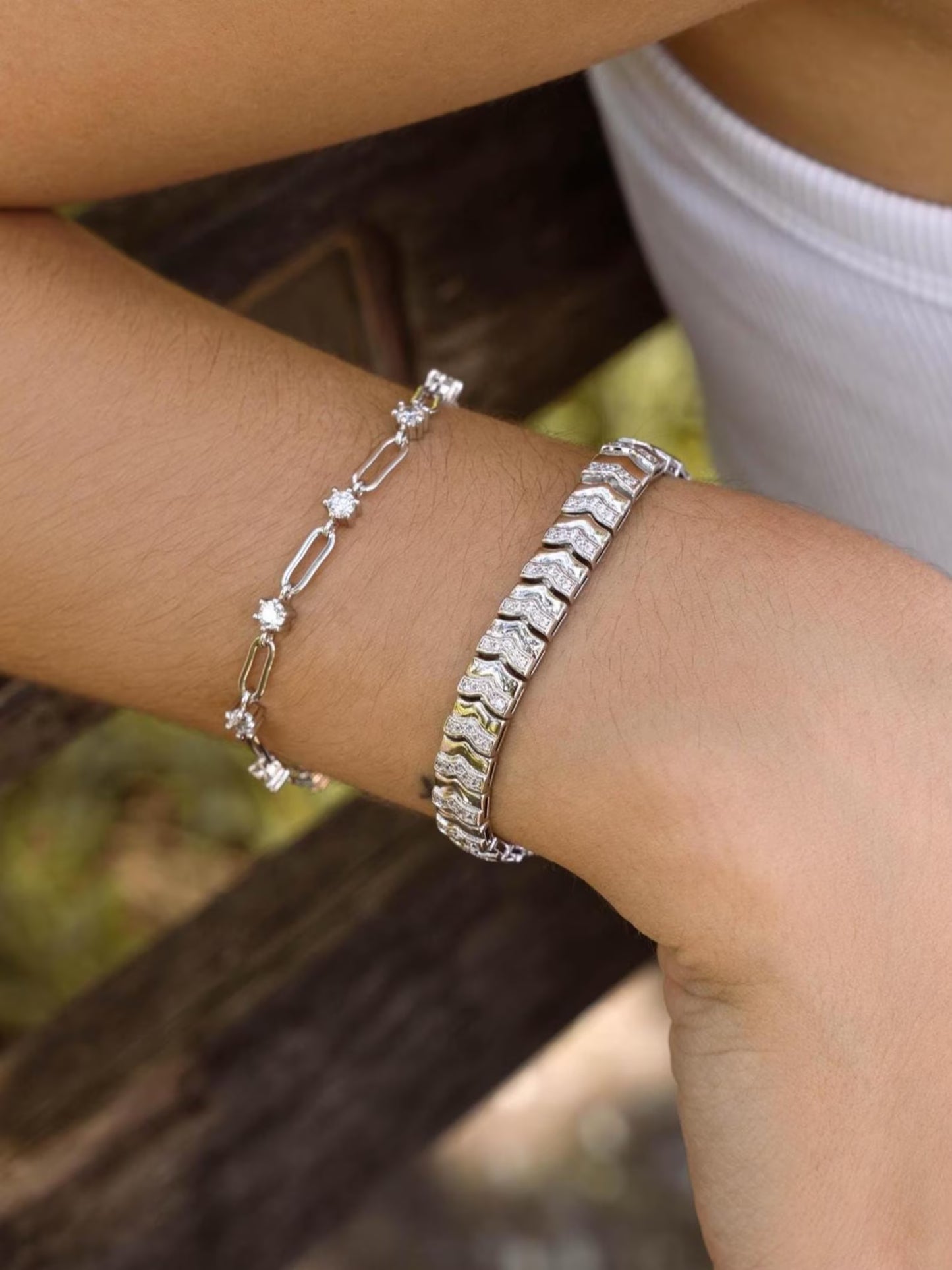 Paperclip & Diamond Bracelet