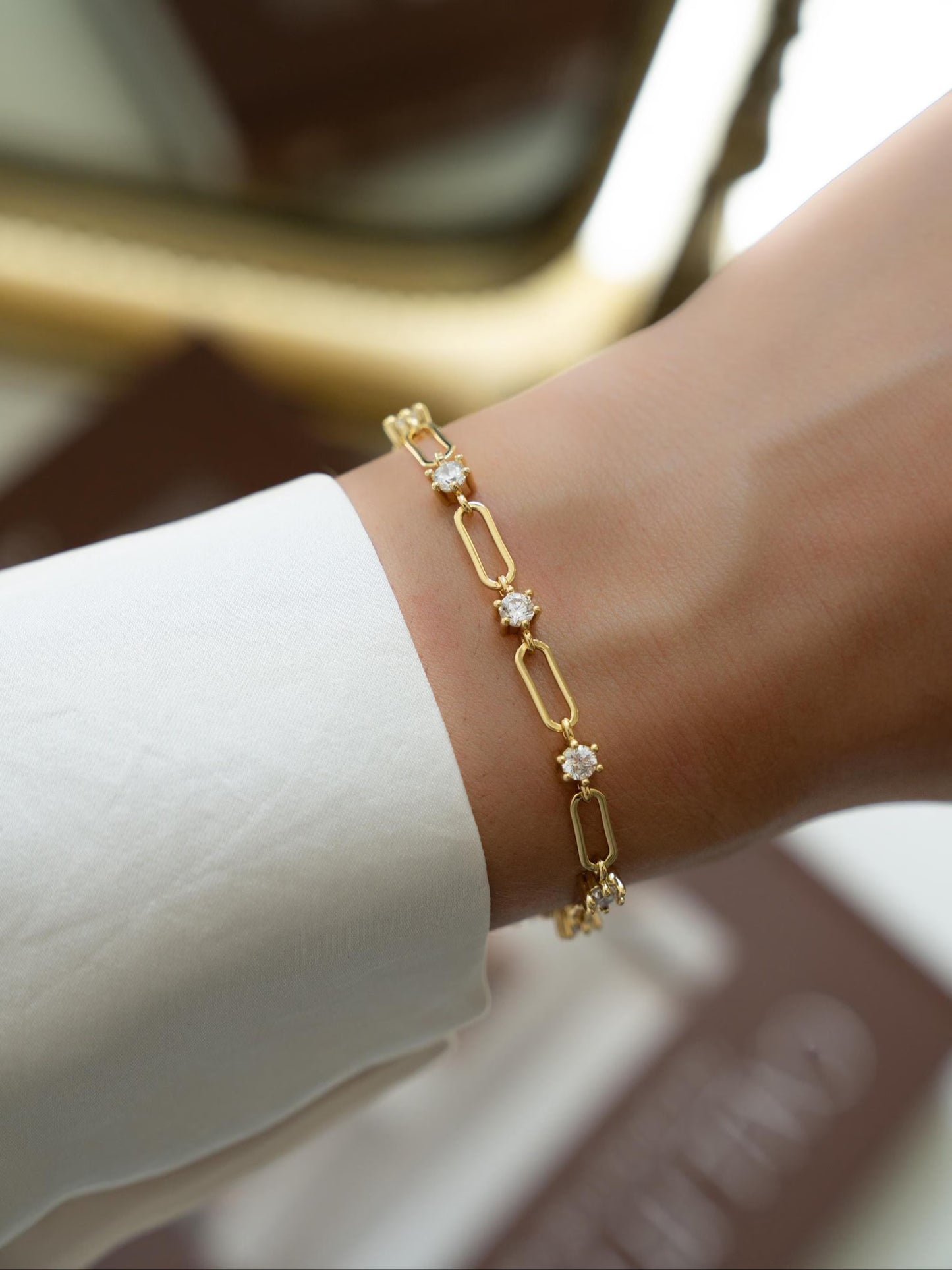 Paperclip & Diamond Bracelet