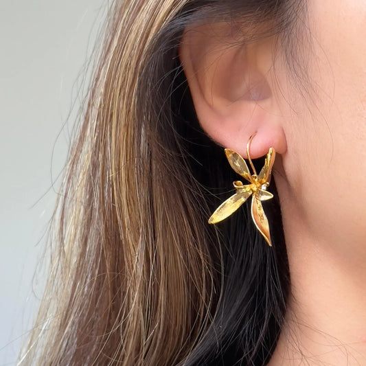Iris Flower Hoops Earrings
