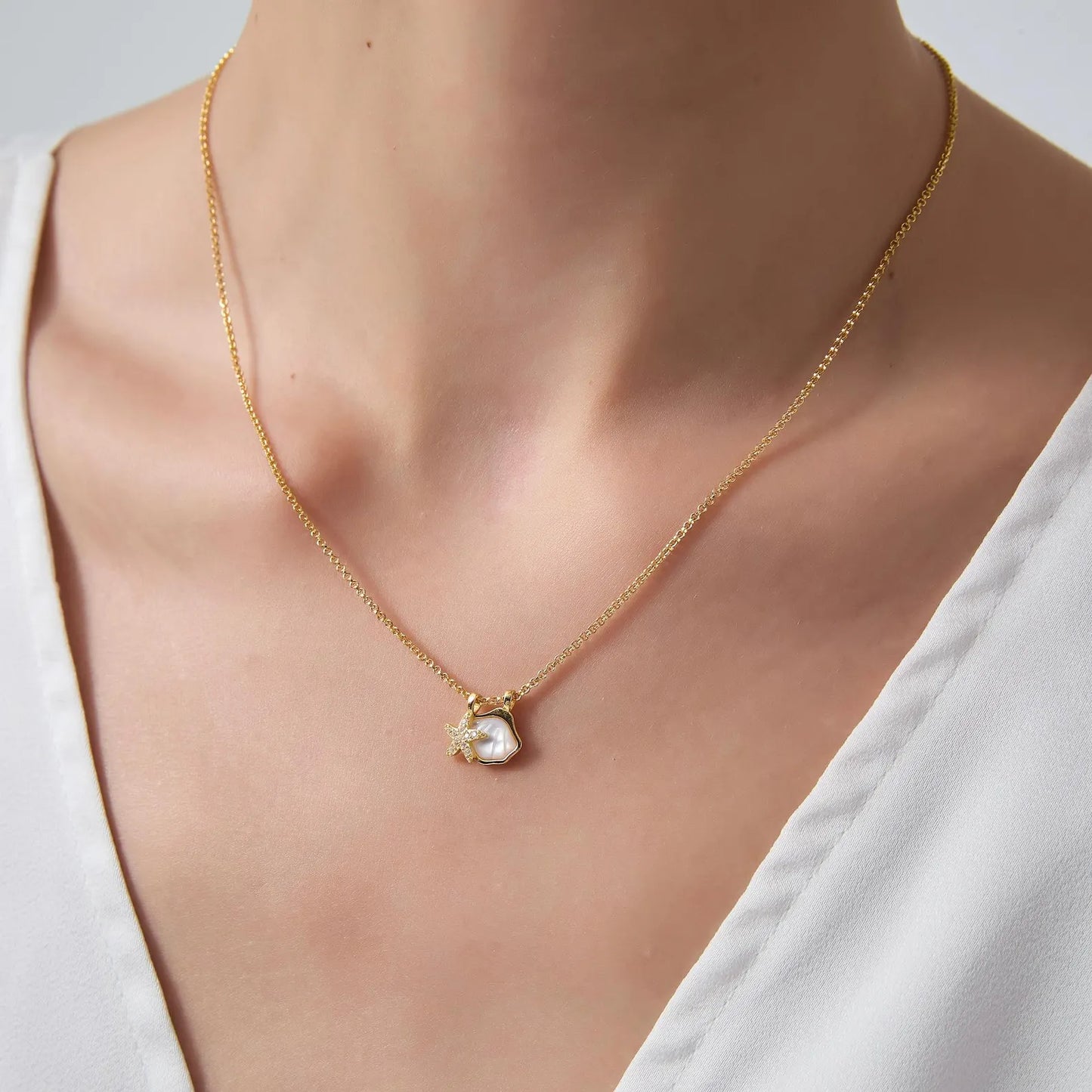 Seashell Starfish Charm Necklace
