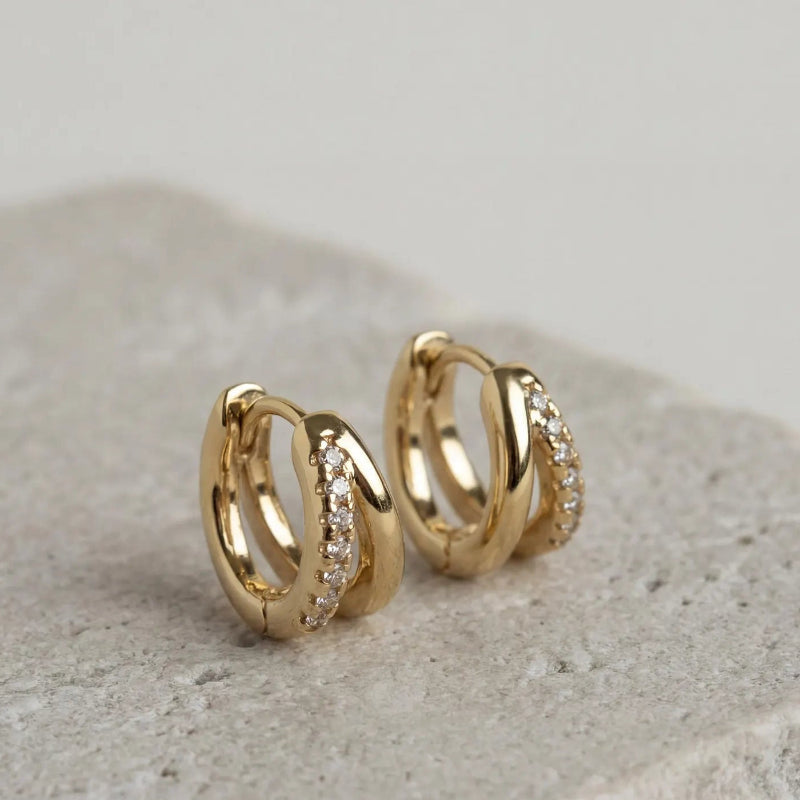 Double Hoop Huggie Earrings