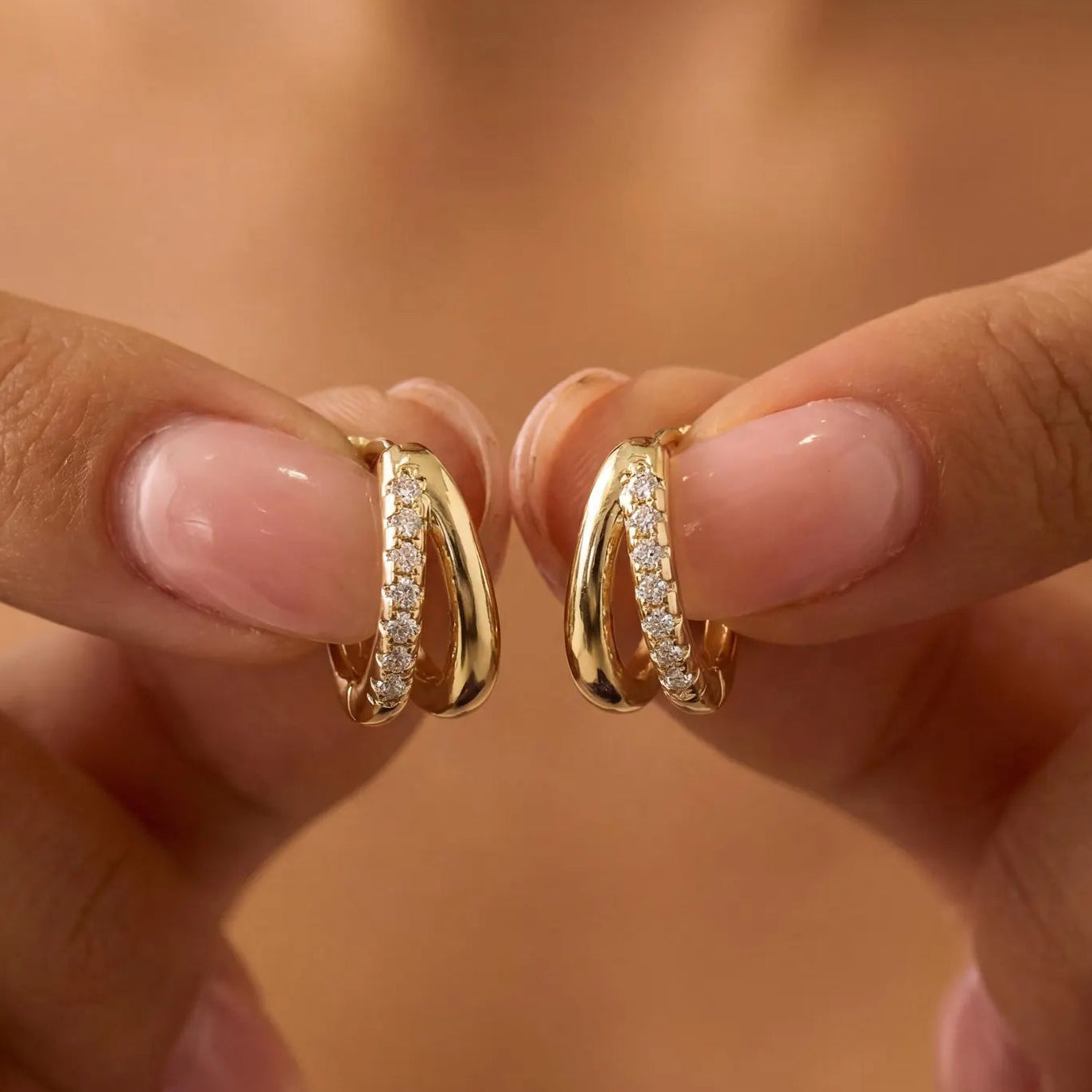 Double Hoop Huggie Earrings