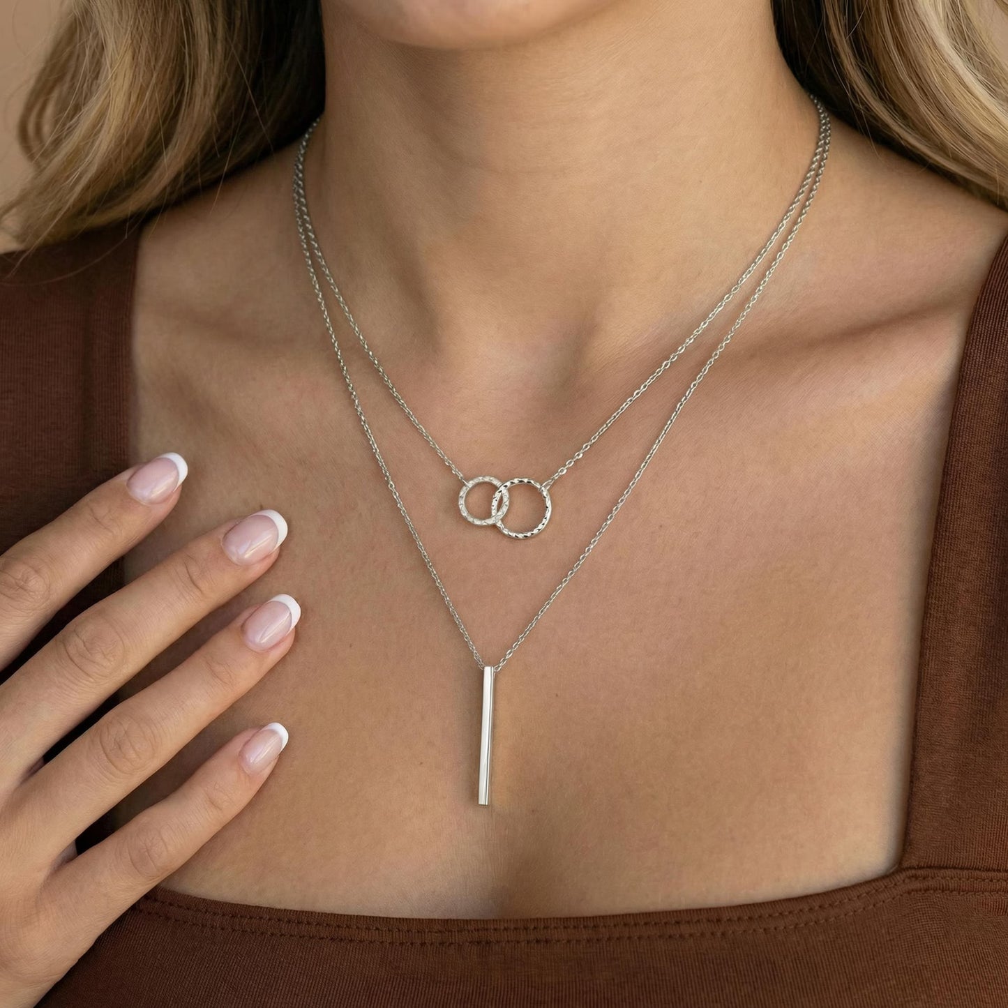 Linked Layered Necklaces Set of 2 necklaces