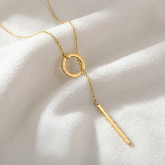 Collar Colgante Minimalista de Círculo y Barra